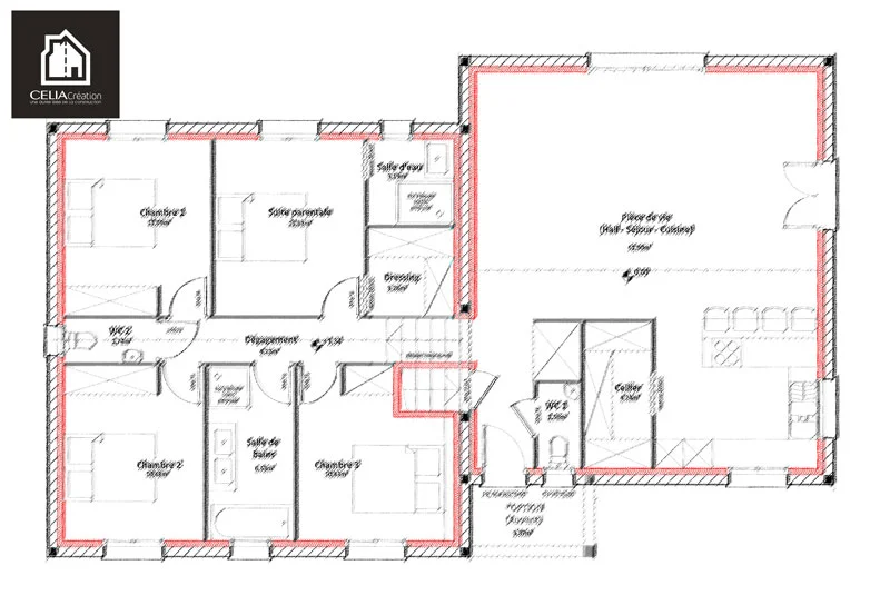 Plan maison individuelle sous-sol