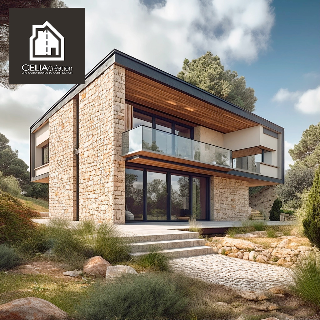 Maison individuelle durable et connectée - Illustration d'une maison moderne et écologique avec des fonctionnalités intelligentes et une empreinte écologique réduite."